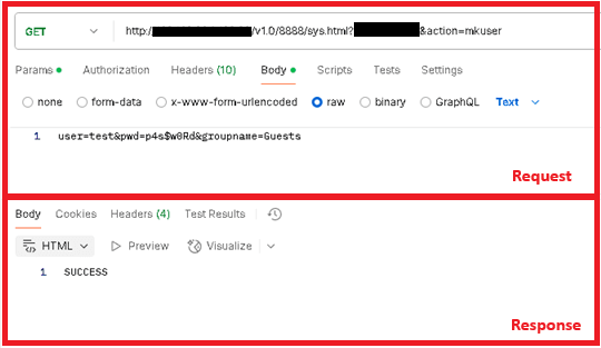 Figure 6 - Adding a user through the malware on a testing server