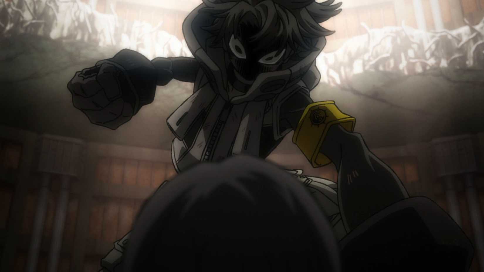 A scene from Gachiakuta showing Rudo fighting with Amo