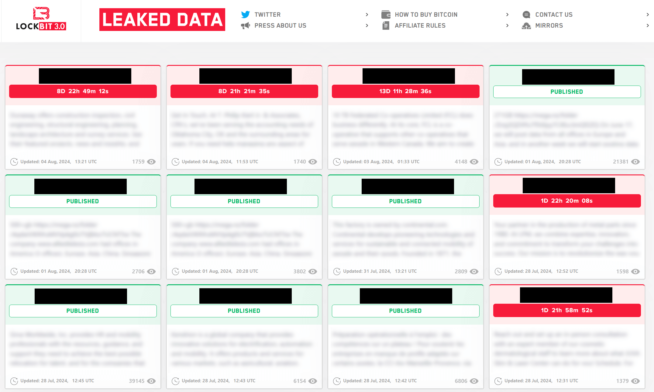 Figure 2. Typical LockBit leak site (source: ESET Research) Figure 2. Typical LockBit leak site
